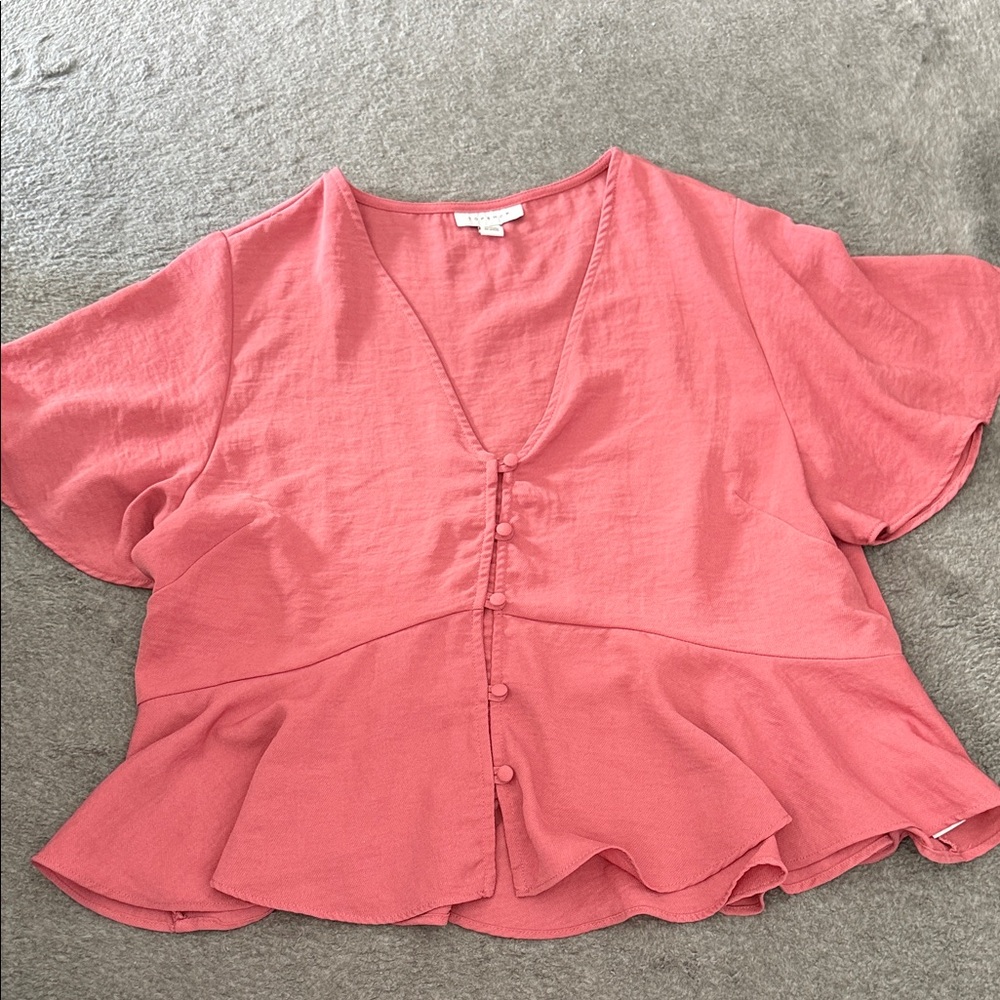 Topshop Pink Peplum Blouse